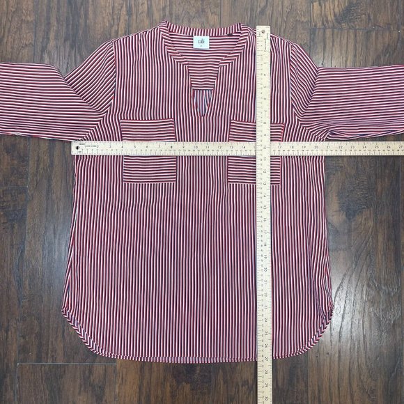 Cabi Top Medium Red Blue White Striped Franklin Popover Blouse Women's - Picture 7 of 14